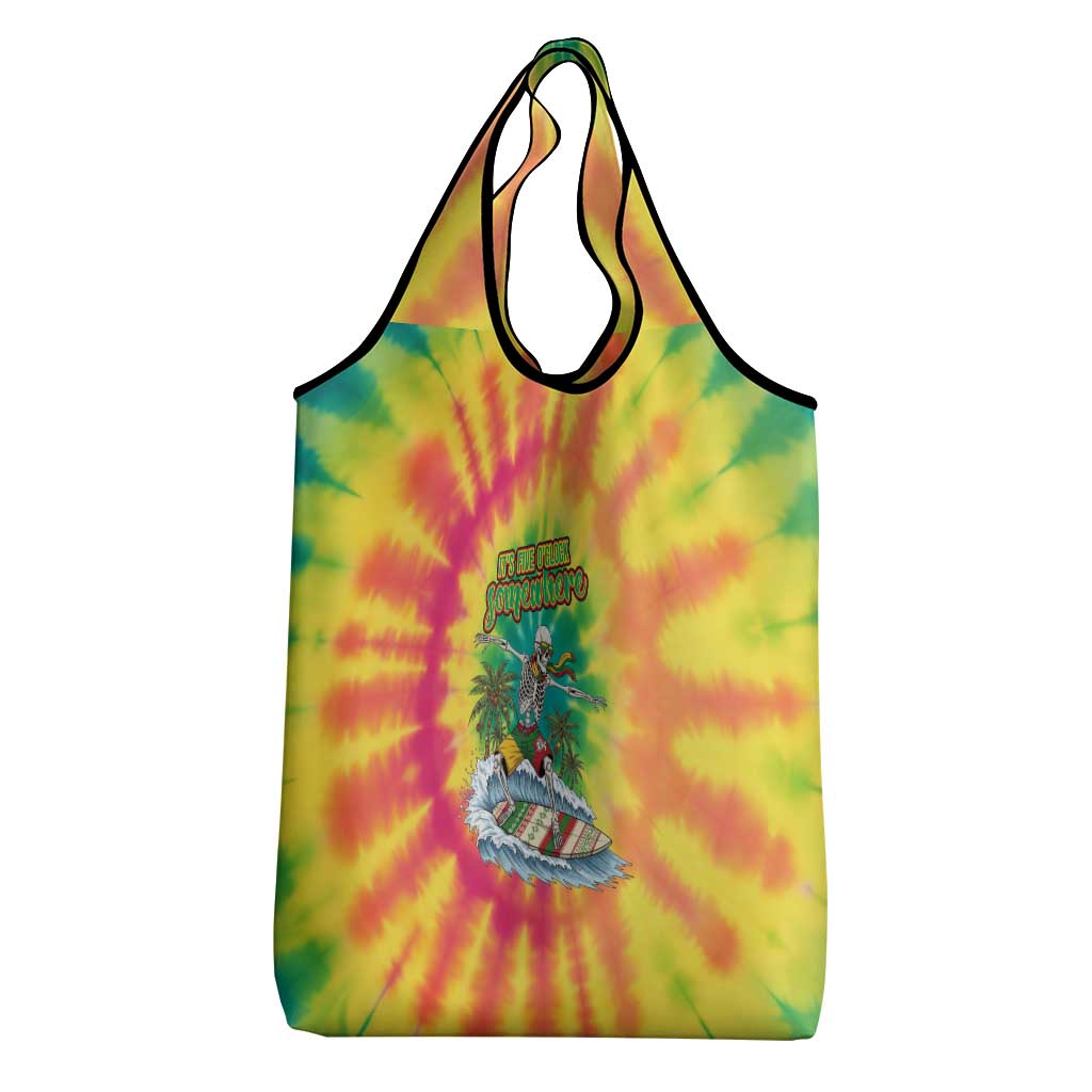 Tie-Dye Skeleton Surfing Lithuania Grocery Bag It’s 5 O’Clock Somewhere - Wonder Print Shop