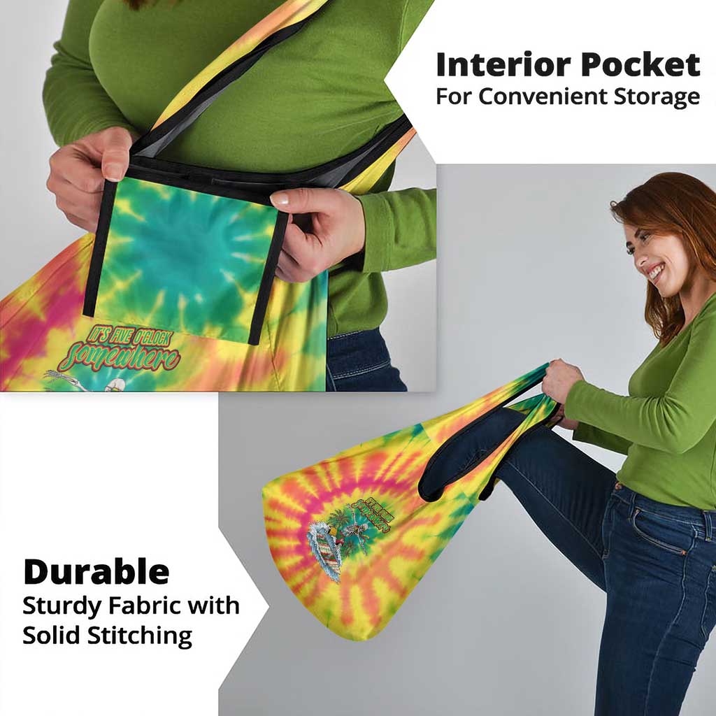 Tie-Dye Skeleton Surfing Lithuania Grocery Bag It’s 5 O’Clock Somewhere - Wonder Print Shop