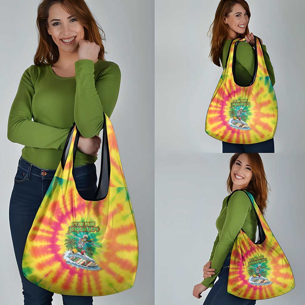 Tie-Dye Skeleton Surfing Lithuania Grocery Bag It’s 5 O’Clock Somewhere - Wonder Print Shop