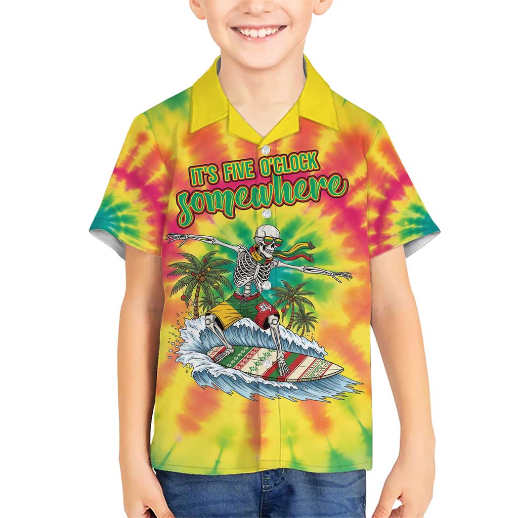 Tie-Dye Skeleton Surfing Lithuania Hawaiian Shirt It’s 5 O’Clock Somewhere - Wonder Print Shop