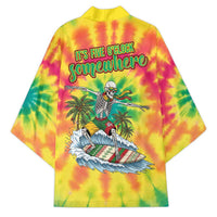 Tie-Dye Skeleton Surfing Lithuania Kimono It’s 5 O’Clock Somewhere - Wonder Print Shop