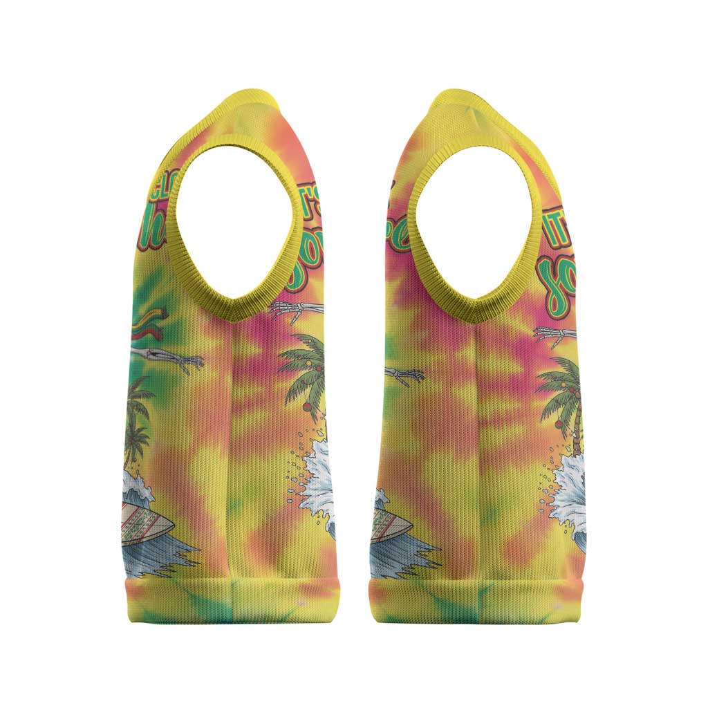 Tie-Dye Skeleton Surfing Lithuania Christmas Knitted V-Neck Vest It’s 5 O’Clock Somewhere - Wonder Print Shop