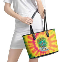 Tie-Dye Skeleton Surfing Lithuania Leather Tote Bag It’s 5 O’Clock Somewhere - Wonder Print Shop