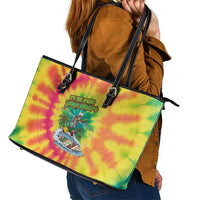 Tie-Dye Skeleton Surfing Lithuania Leather Tote Bag It’s 5 O’Clock Somewhere - Wonder Print Shop
