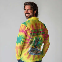 Tie-Dye Skeleton Surfing Lithuania Long Sleeve Polo Shirt It’s 5 O’Clock Somewhere - Wonder Print Shop