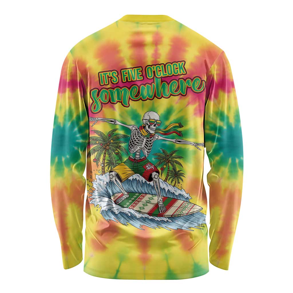Tie-Dye Skeleton Surfing Lithuania Long Sleeve Shirt It’s 5 O’Clock Somewhere - Wonder Print Shop