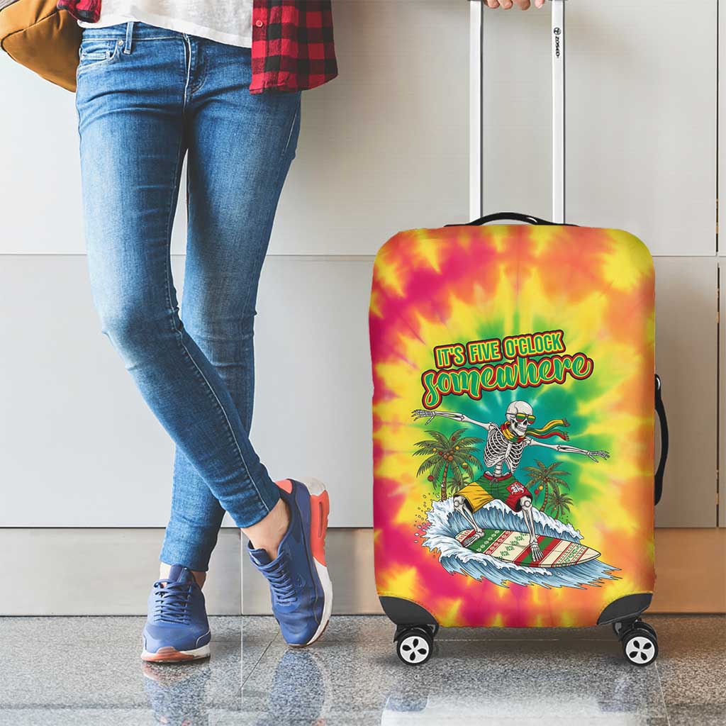 Tie-Dye Skeleton Surfing Lithuania Luggage Cover It’s 5 O’Clock Somewhere - Wonder Print Shop