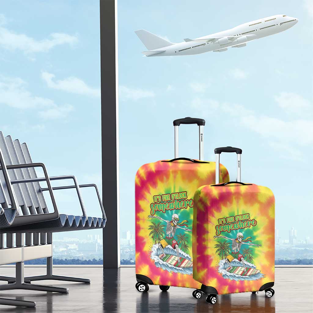 Tie-Dye Skeleton Surfing Lithuania Luggage Cover It’s 5 O’Clock Somewhere - Wonder Print Shop
