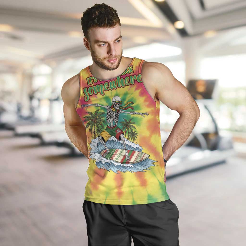 Tie-Dye Skeleton Surfing Lithuania Men Tank Top It’s 5 O’Clock Somewhere - Wonder Print Shop