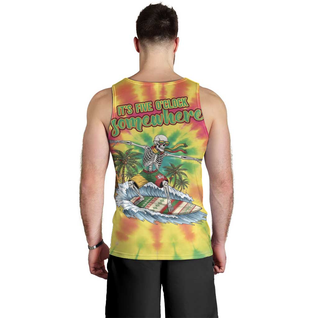 Tie-Dye Skeleton Surfing Lithuania Men Tank Top It’s 5 O’Clock Somewhere - Wonder Print Shop