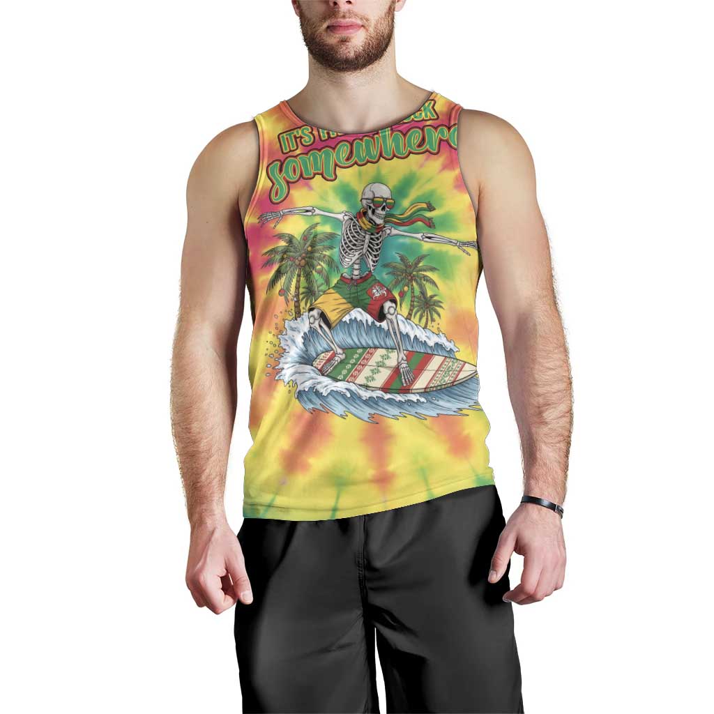 Tie-Dye Skeleton Surfing Lithuania Men Tank Top It’s 5 O’Clock Somewhere - Wonder Print Shop