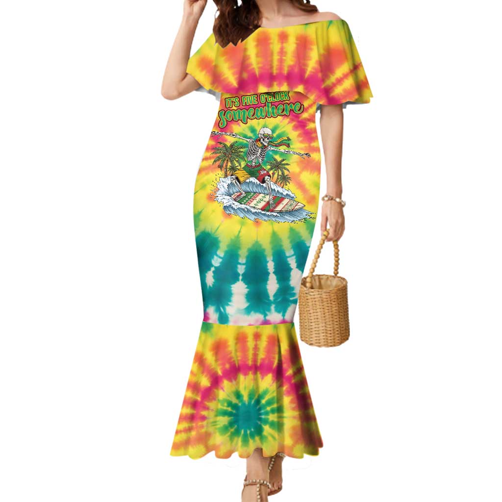 Tie-Dye Skeleton Surfing Lithuania Mermaid Dress It’s 5 O’Clock Somewhere - Wonder Print Shop