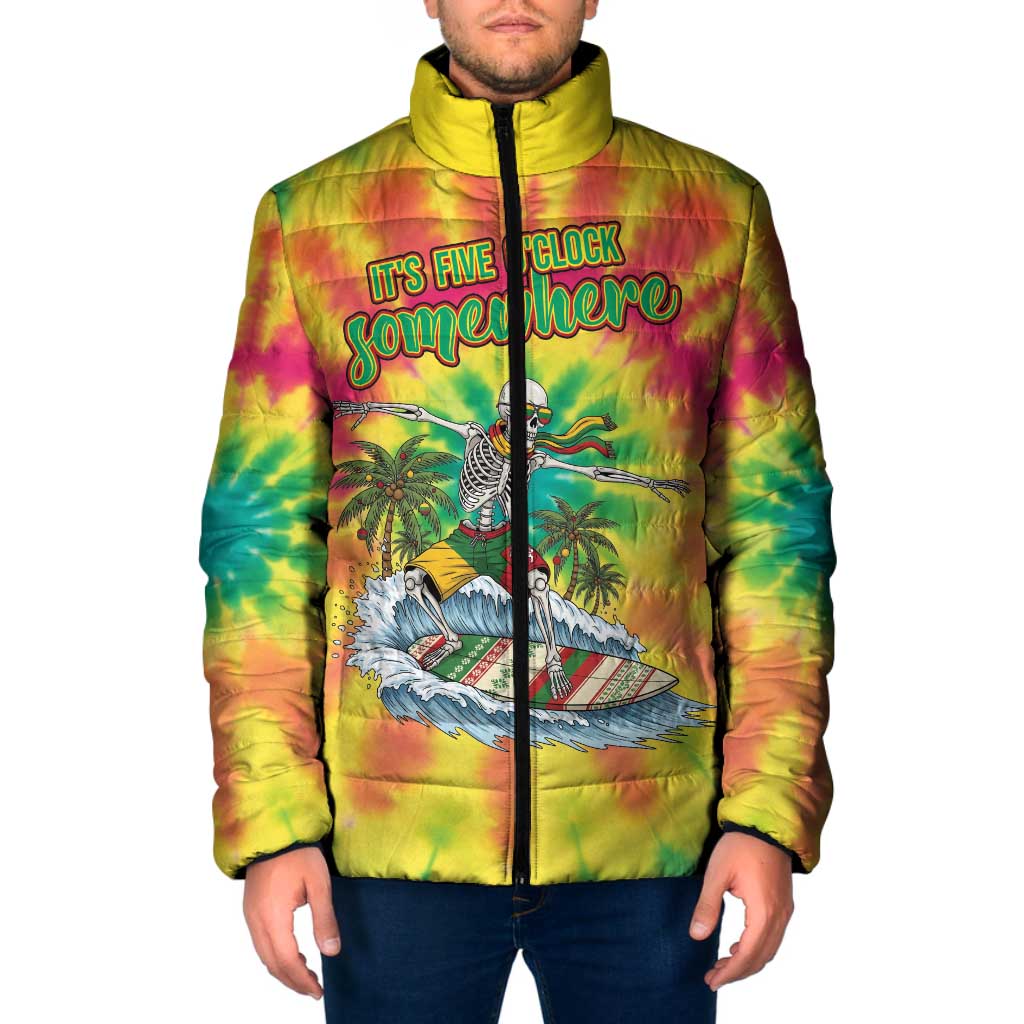 Tie-Dye Skeleton Surfing Lithuania Padded Jacket It’s 5 O’Clock Somewhere - Wonder Print Shop