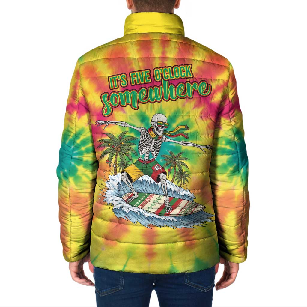 Tie-Dye Skeleton Surfing Lithuania Padded Jacket It’s 5 O’Clock Somewhere - Wonder Print Shop