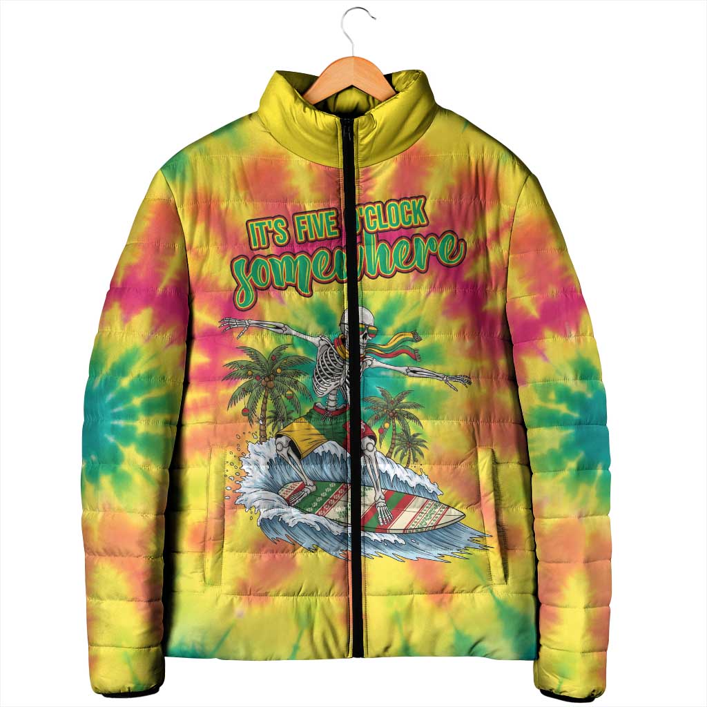 Tie-Dye Skeleton Surfing Lithuania Padded Jacket It’s 5 O’Clock Somewhere - Wonder Print Shop
