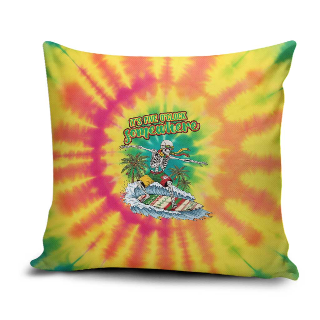 Tie-Dye Skeleton Surfing Lithuania Pillow Cover It’s 5 O’Clock Somewhere - Wonder Print Shop