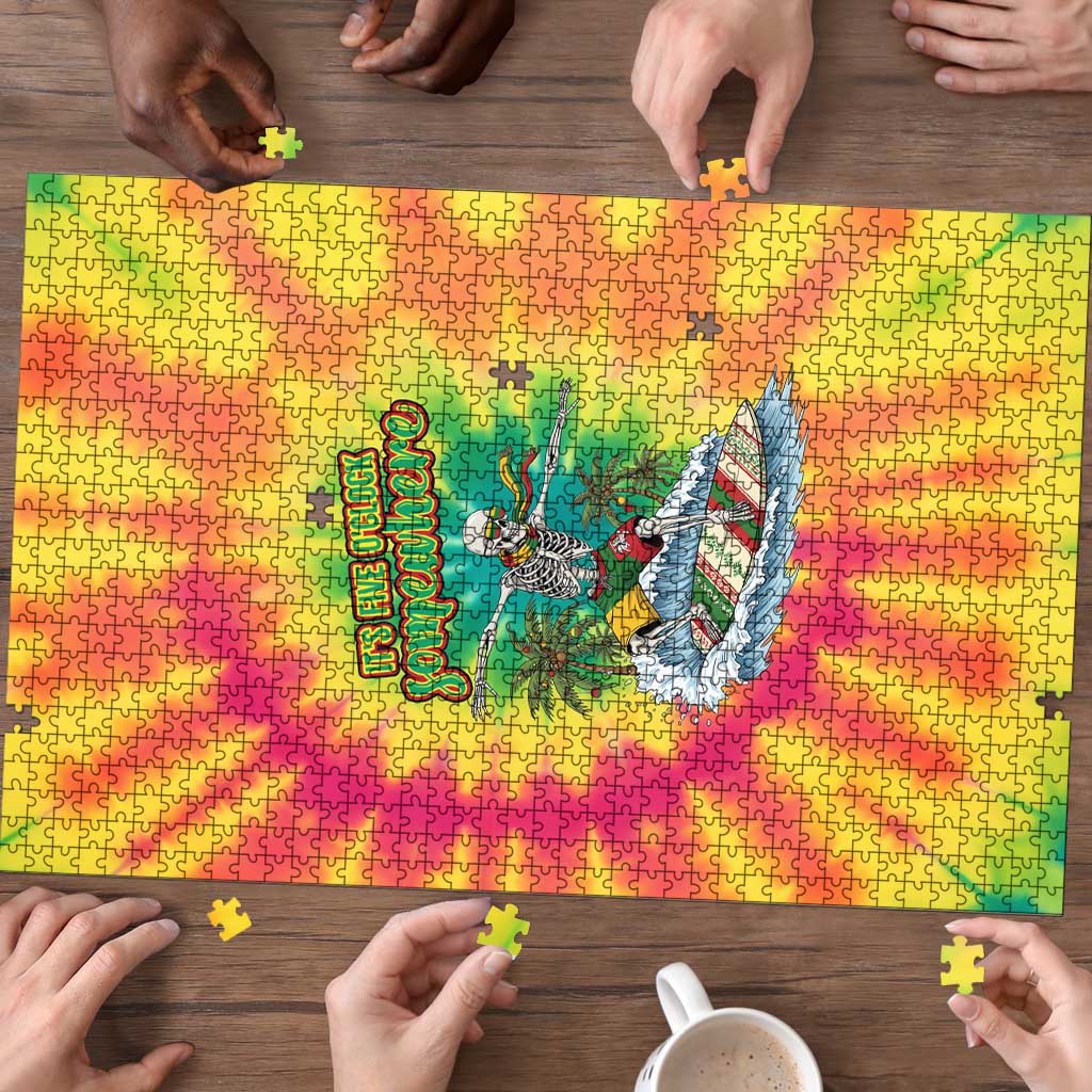 Tie-Dye Skeleton Surfing Lithuania Puzzle It’s 5 O’Clock Somewhere - Wonder Print Shop