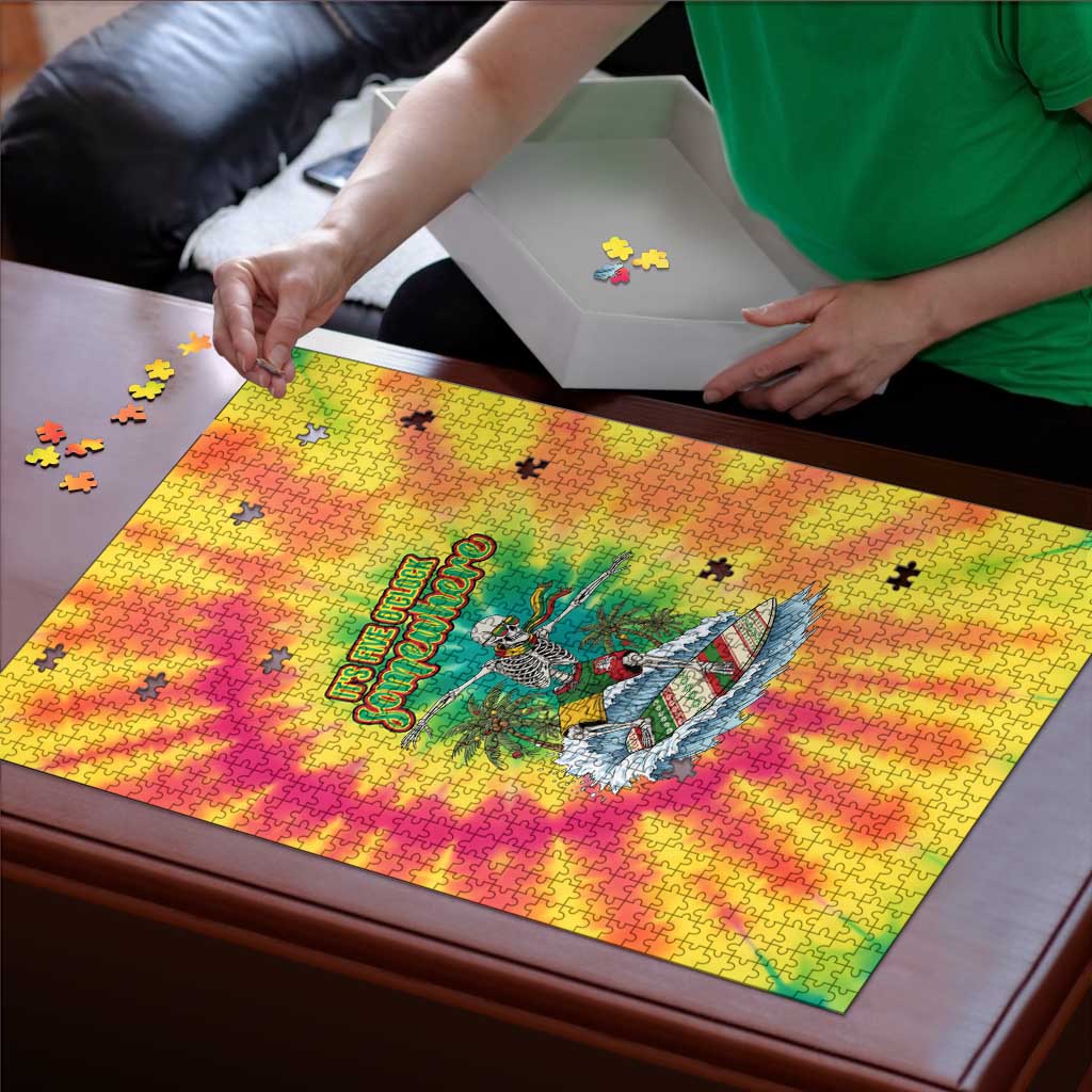 Tie-Dye Skeleton Surfing Lithuania Puzzle It’s 5 O’Clock Somewhere - Wonder Print Shop