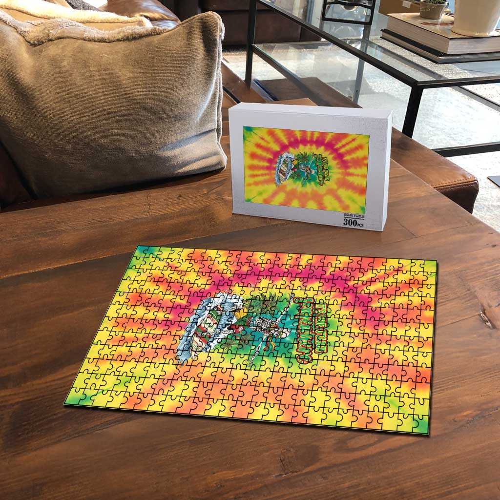 Tie-Dye Skeleton Surfing Lithuania Puzzle It’s 5 O’Clock Somewhere - Wonder Print Shop