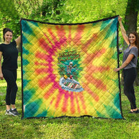 Tie-Dye Skeleton Surfing Lithuania Quilt It’s 5 O’Clock Somewhere - Wonder Print Shop