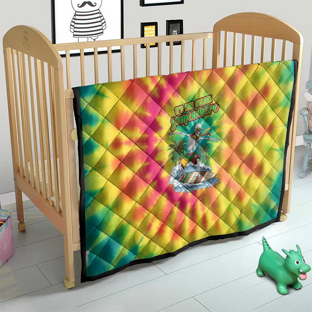 Tie-Dye Skeleton Surfing Lithuania Quilt It’s 5 O’Clock Somewhere - Wonder Print Shop