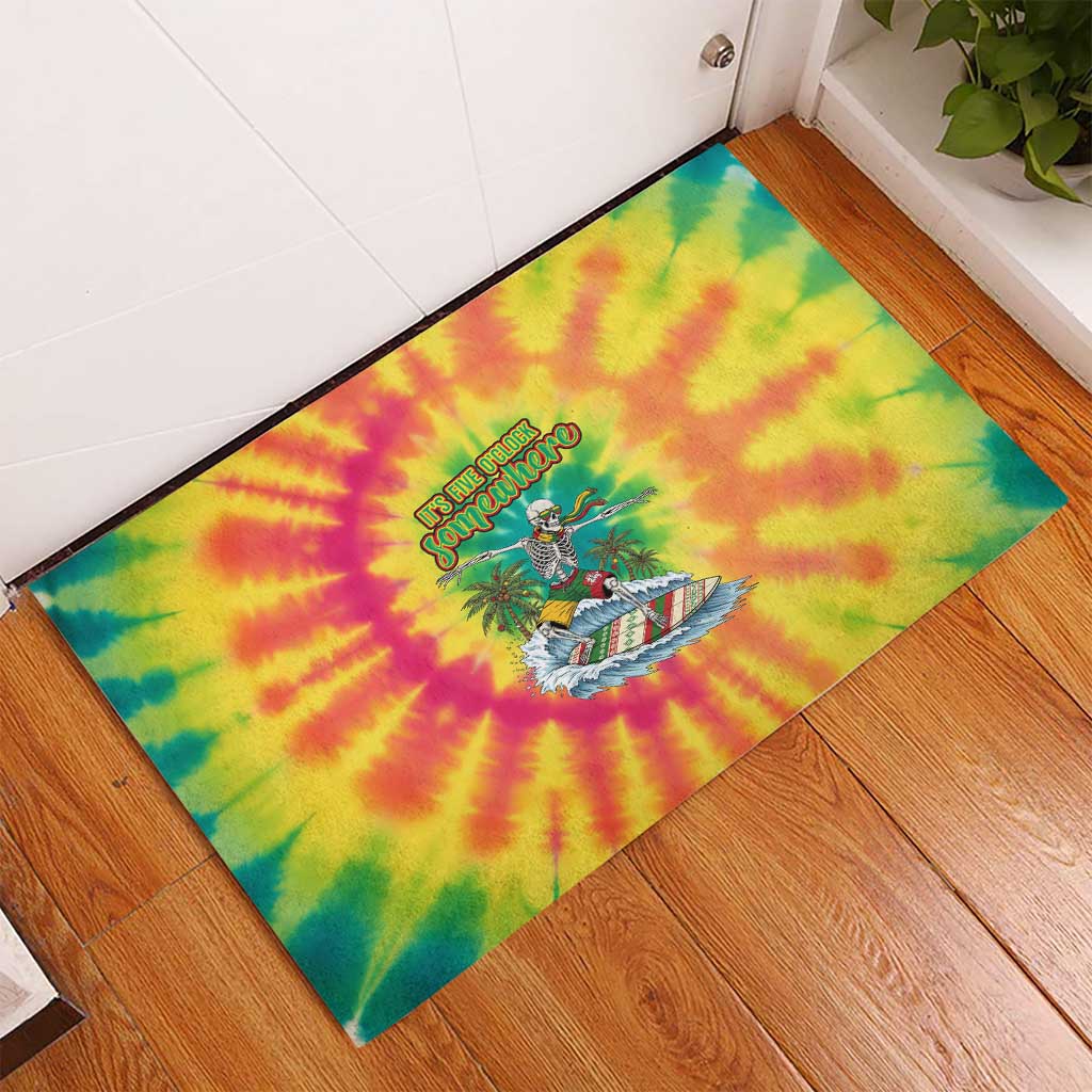 Tie-Dye Skeleton Surfing Lithuania Rubber Doormat It’s 5 O’Clock Somewhere - Wonder Print Shop