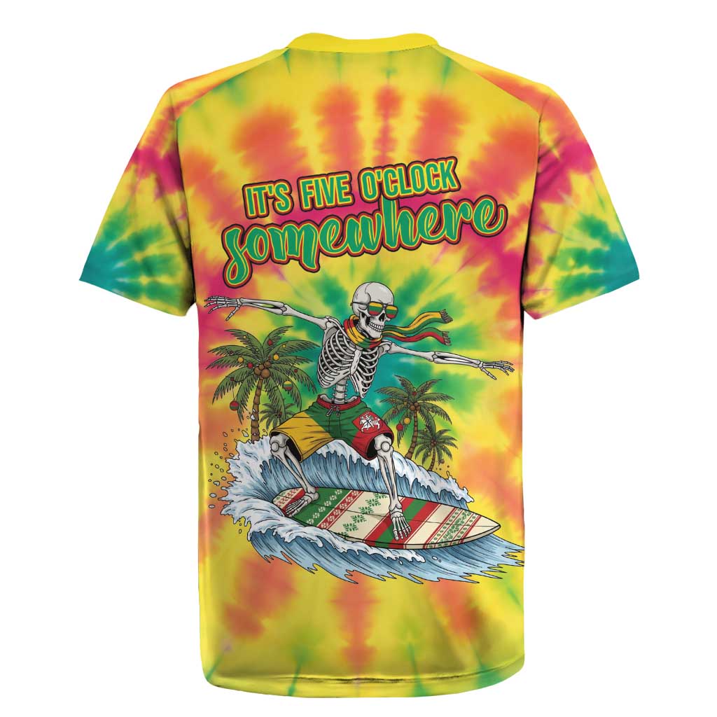 Tie-Dye Skeleton Surfing Lithuania Rugby Jersey It’s 5 O’Clock Somewhere - Wonder Print Shop