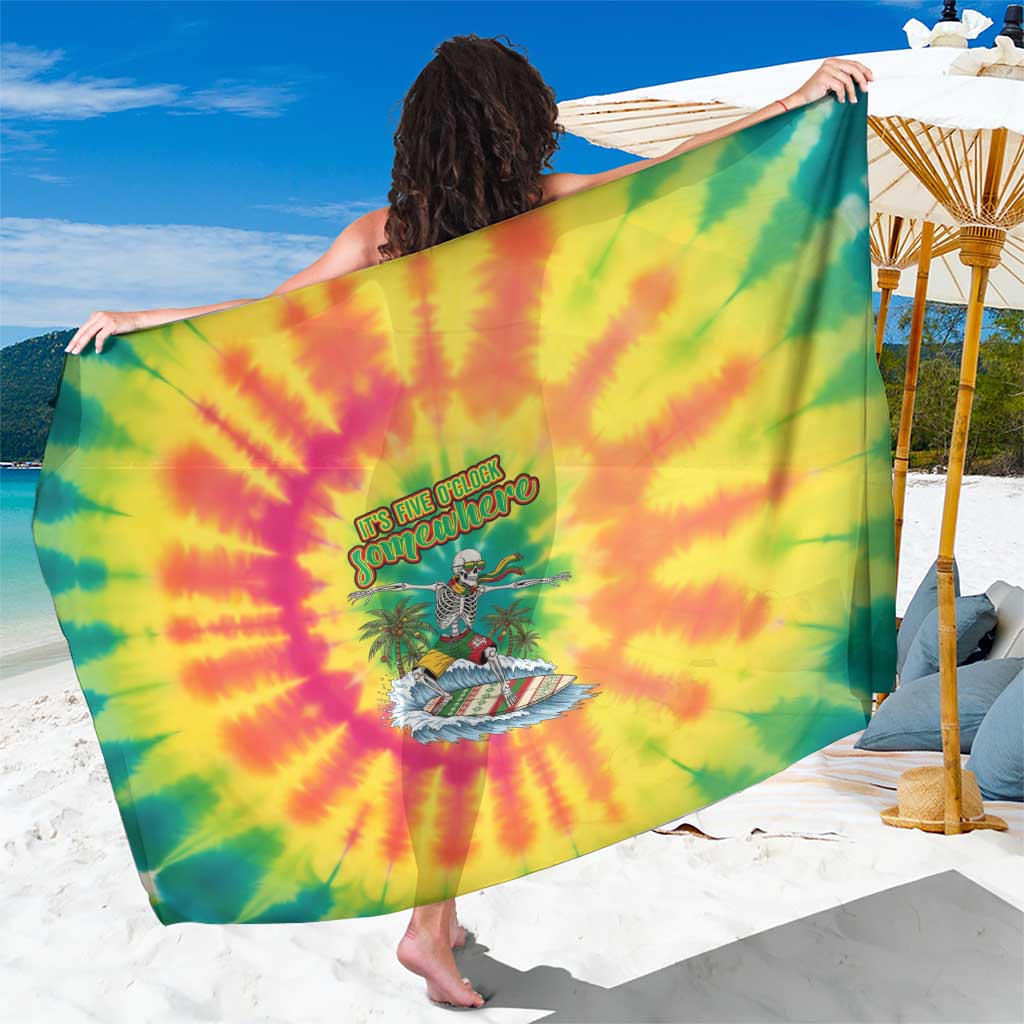 Tie-Dye Skeleton Surfing Lithuania Sarong It’s 5 O’Clock Somewhere - Wonder Print Shop