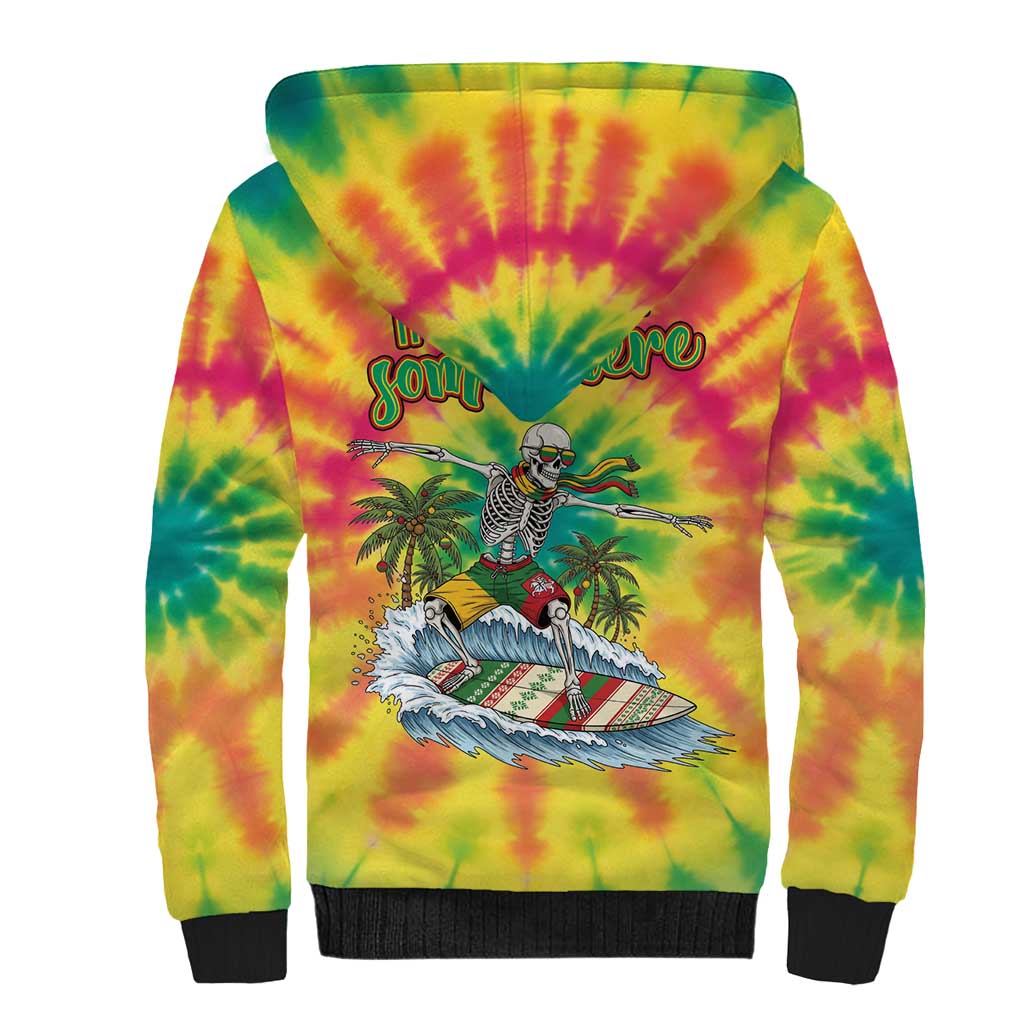 Tie-Dye Skeleton Surfing Lithuania Sherpa Hoodie It’s 5 O’Clock Somewhere - Wonder Print Shop