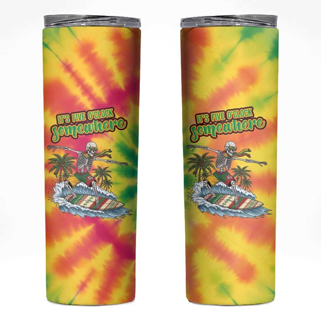 Tie-Dye Skeleton Surfing Lithuania Skinny Tumbler It’s 5 O’Clock Somewhere - Wonder Print Shop