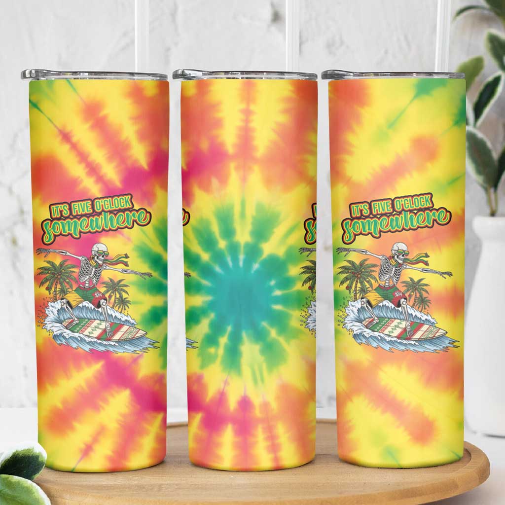 Tie-Dye Skeleton Surfing Lithuania Skinny Tumbler It’s 5 O’Clock Somewhere - Wonder Print Shop