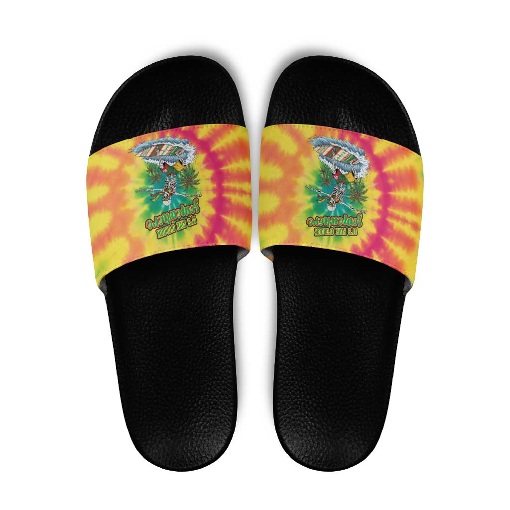 Tie-Dye Skeleton Surfing Lithuania Slide Sandals It’s 5 O’Clock Somewhere - Wonder Print Shop