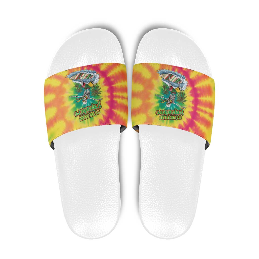 Tie-Dye Skeleton Surfing Lithuania Slide Sandals It’s 5 O’Clock Somewhere - Wonder Print Shop