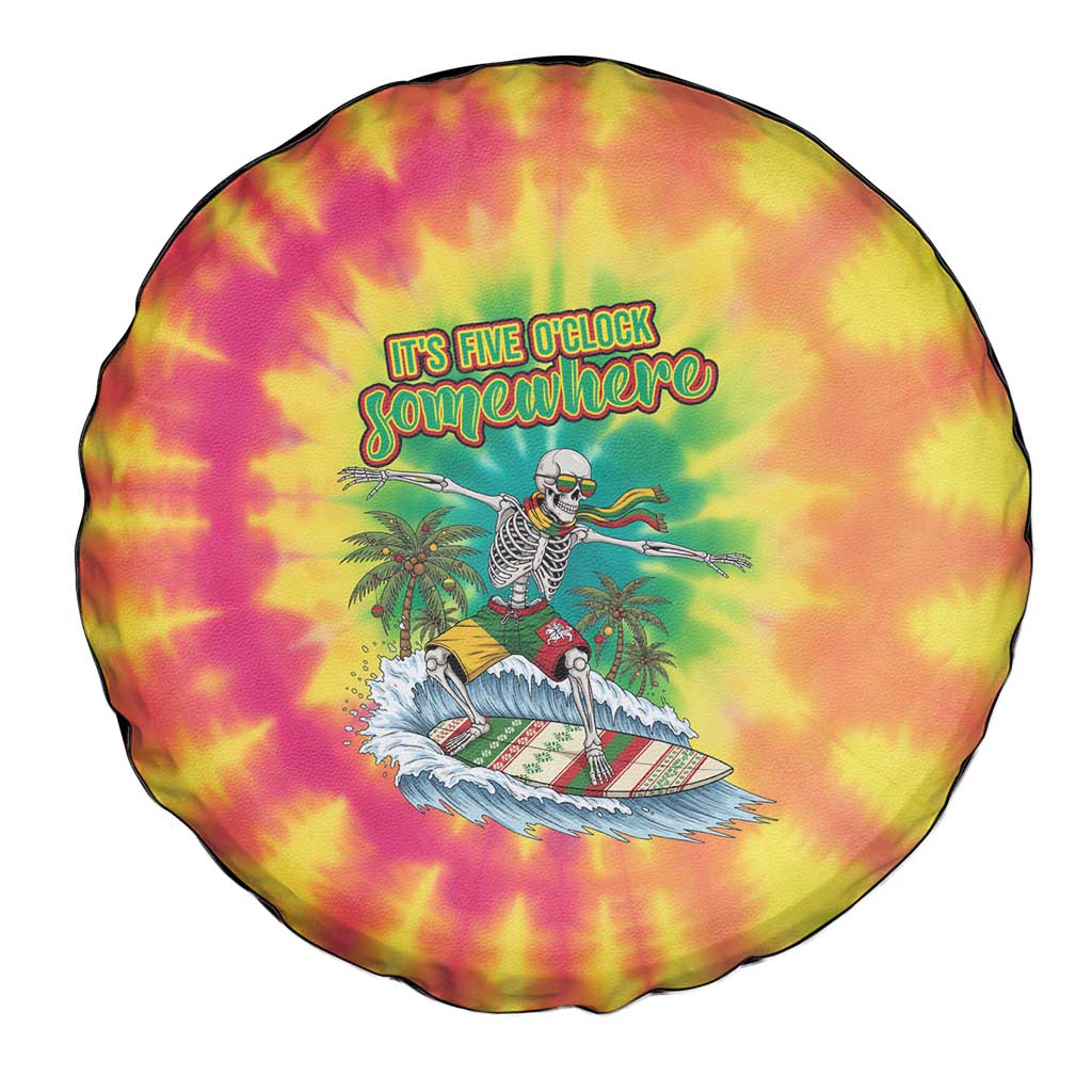 Tie-Dye Skeleton Surfing Lithuania Spare Tire Cover It’s 5 O’Clock Somewhere - Wonder Print Shop