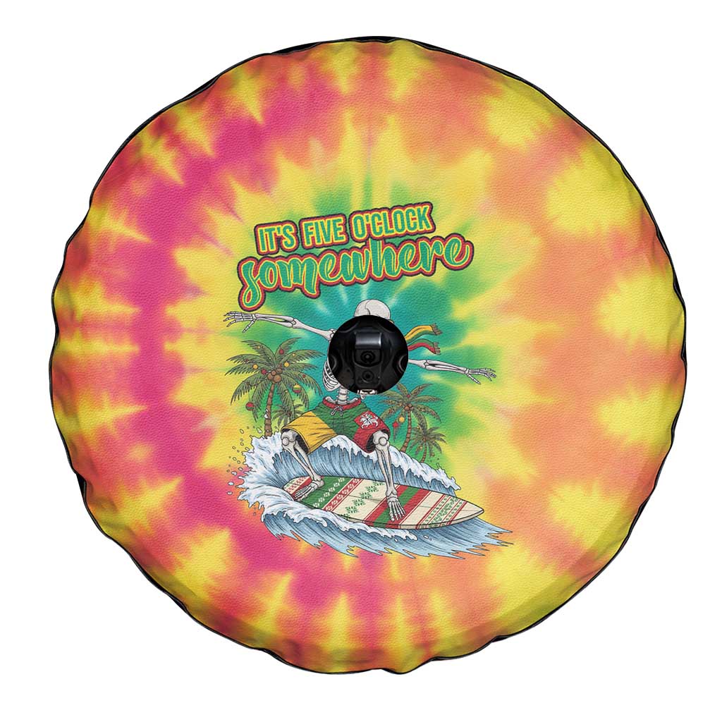 Tie-Dye Skeleton Surfing Lithuania Spare Tire Cover It’s 5 O’Clock Somewhere - Wonder Print Shop