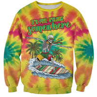 Tie-Dye Skeleton Surfing Lithuania Sweatshirt It’s 5 O’Clock Somewhere - Wonder Print Shop
