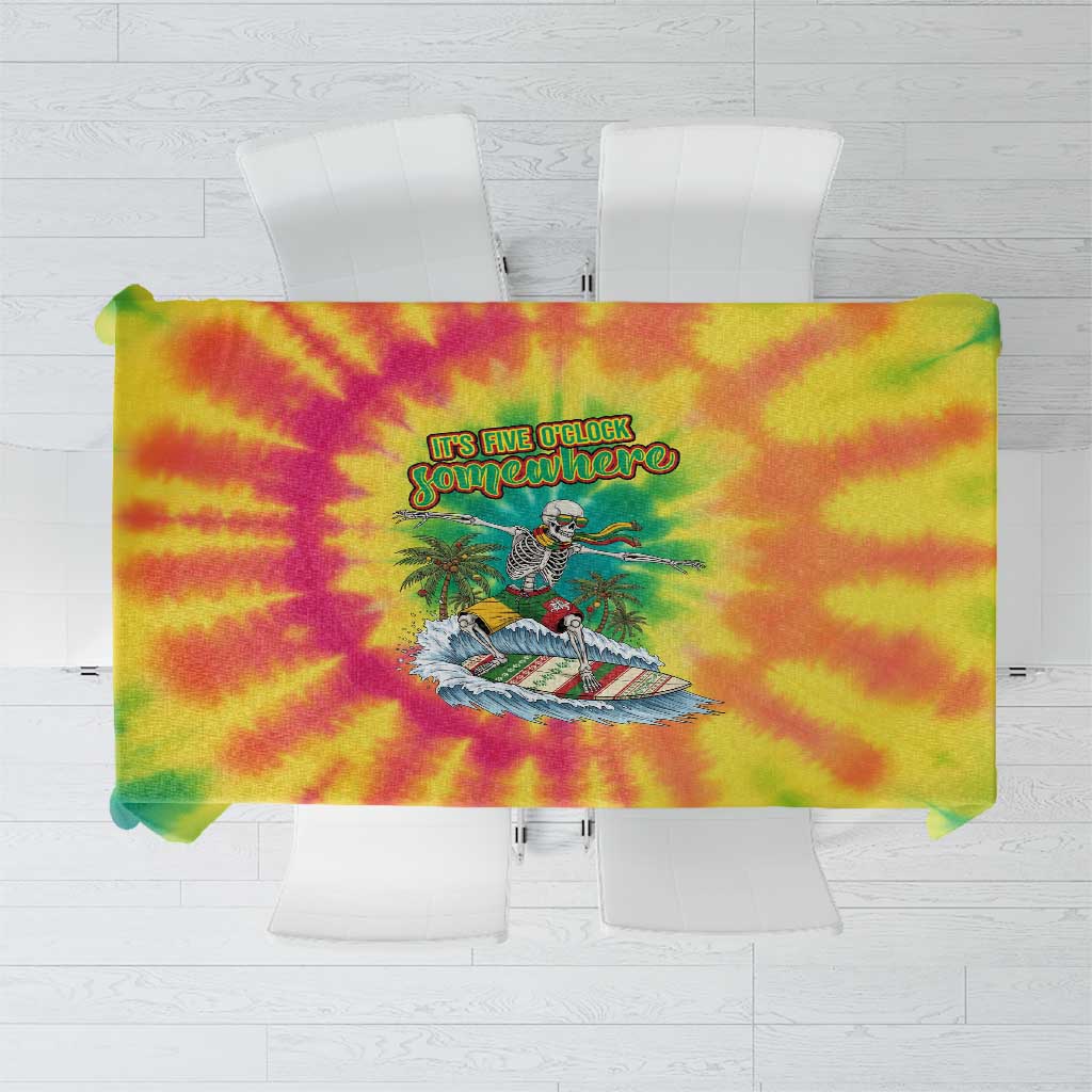 Tie-Dye Skeleton Surfing Lithuania Tablecloth It’s 5 O’Clock Somewhere - Wonder Print Shop