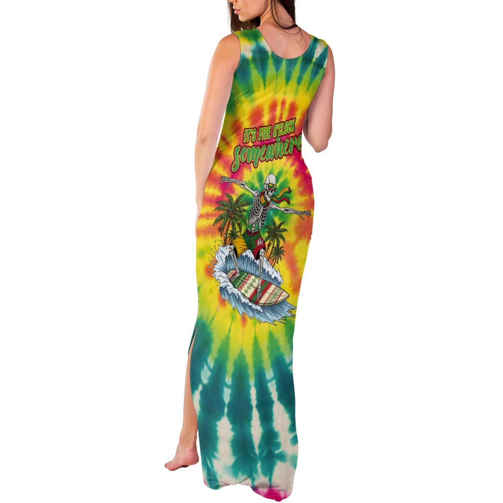 Tie-Dye Skeleton Surfing Lithuania Tank Maxi Dress It’s 5 O’Clock Somewhere - Wonder Print Shop
