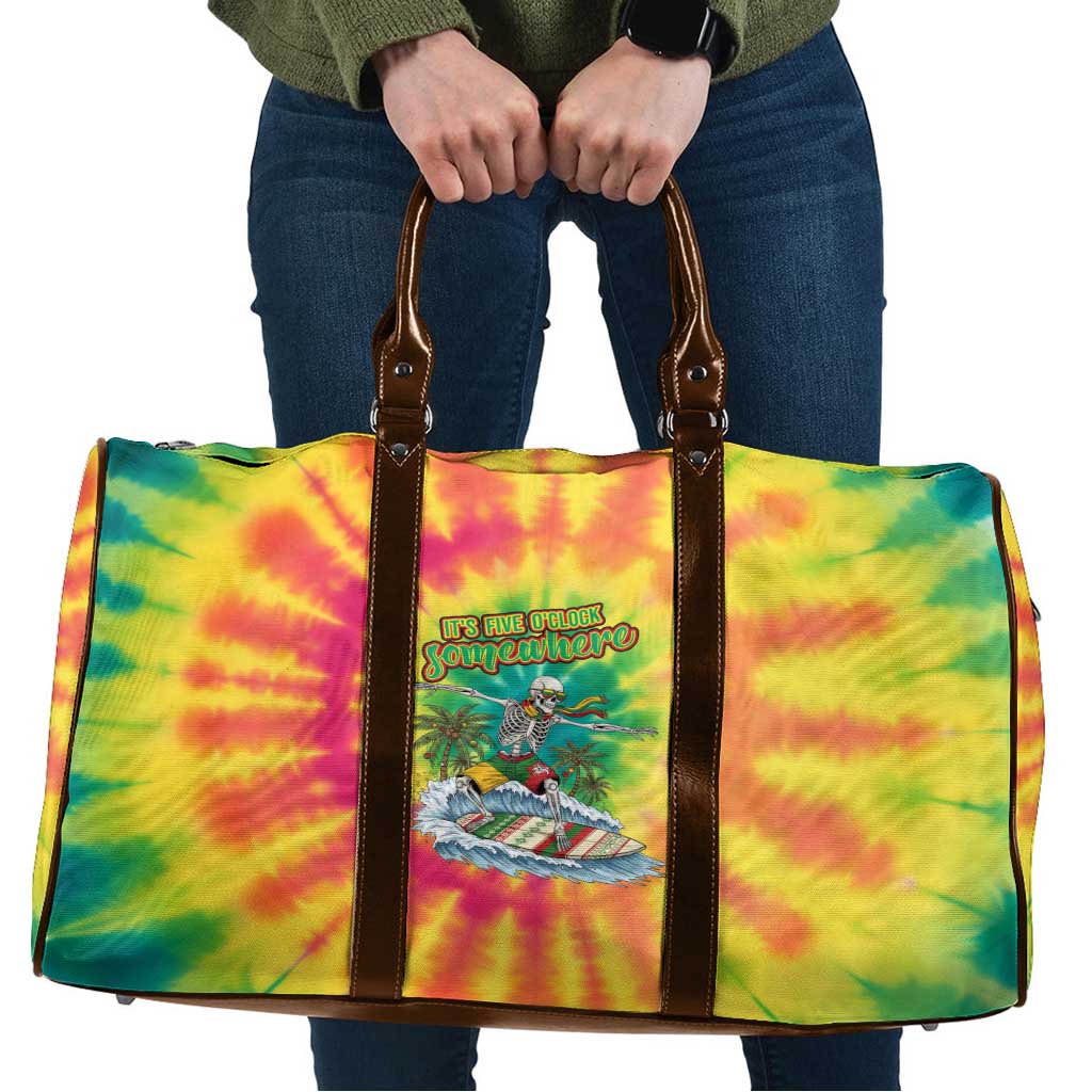 Tie-Dye Skeleton Surfing Lithuania Travel Bag It’s 5 O’Clock Somewhere - Wonder Print Shop