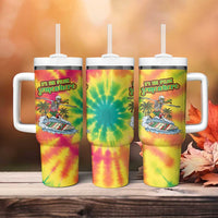 Tie-Dye Skeleton Surfing Lithuania Tumbler With Handle It’s 5 O’Clock Somewhere - Wonder Print Shop