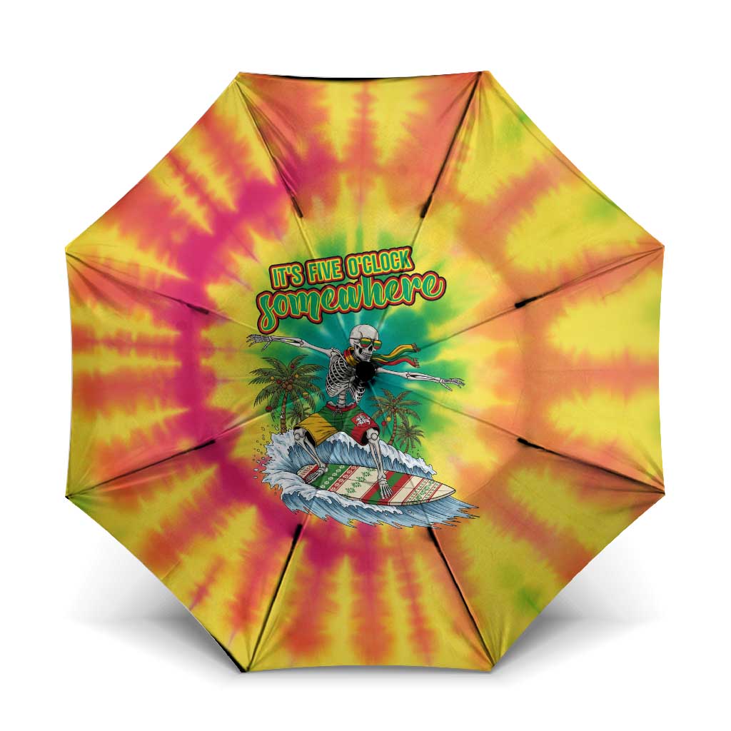 Tie-Dye Skeleton Surfing Lithuania Umbrella It’s 5 O’Clock Somewhere - Wonder Print Shop