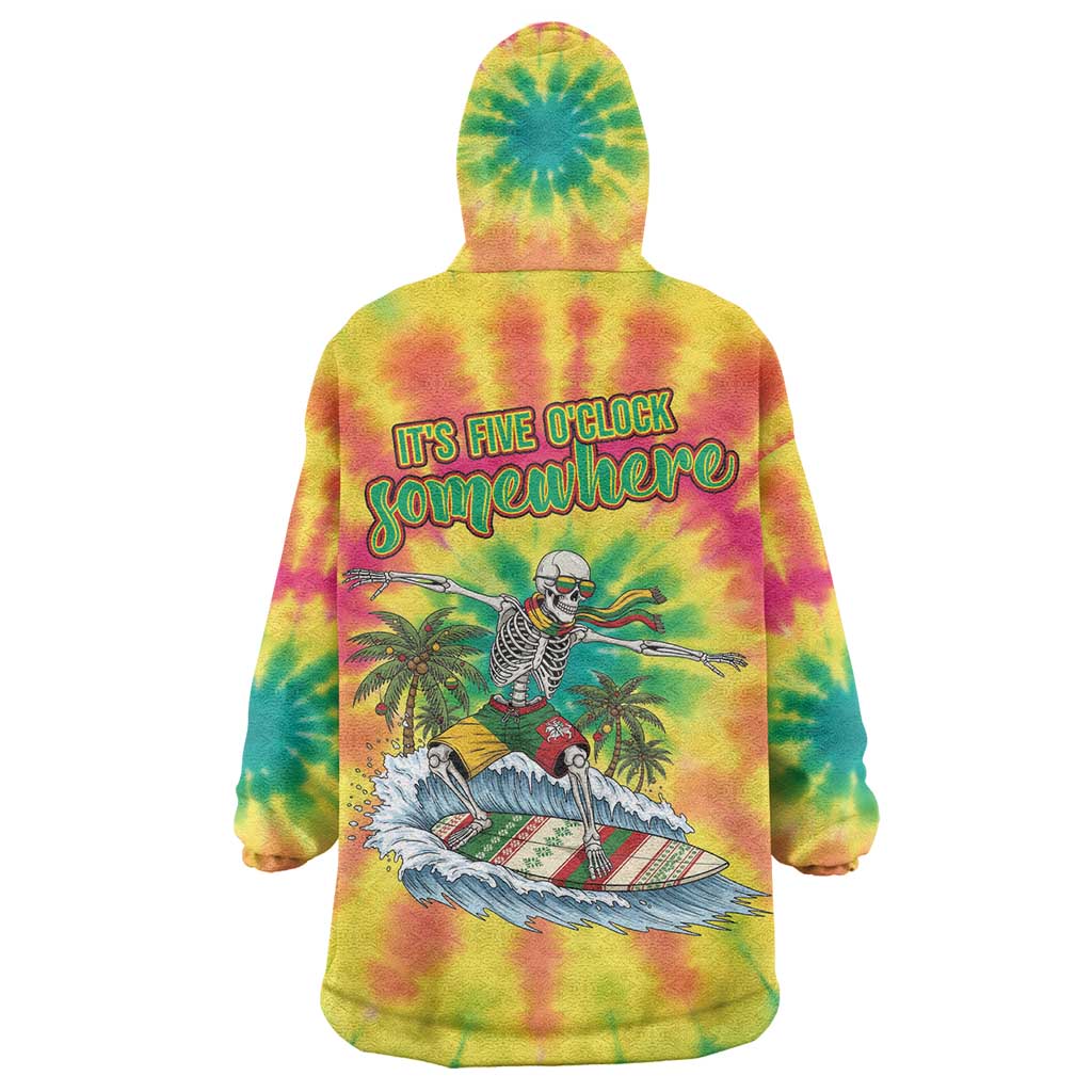 Tie-Dye Skeleton Surfing Lithuania Wearable Blanket Hoodie It’s 5 O’Clock Somewhere - Wonder Print Shop