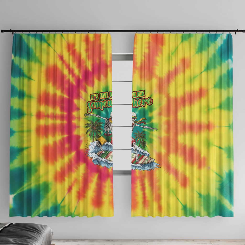 Tie-Dye Skeleton Surfing Lithuania Window Curtain It’s 5 O’Clock Somewhere - Wonder Print Shop