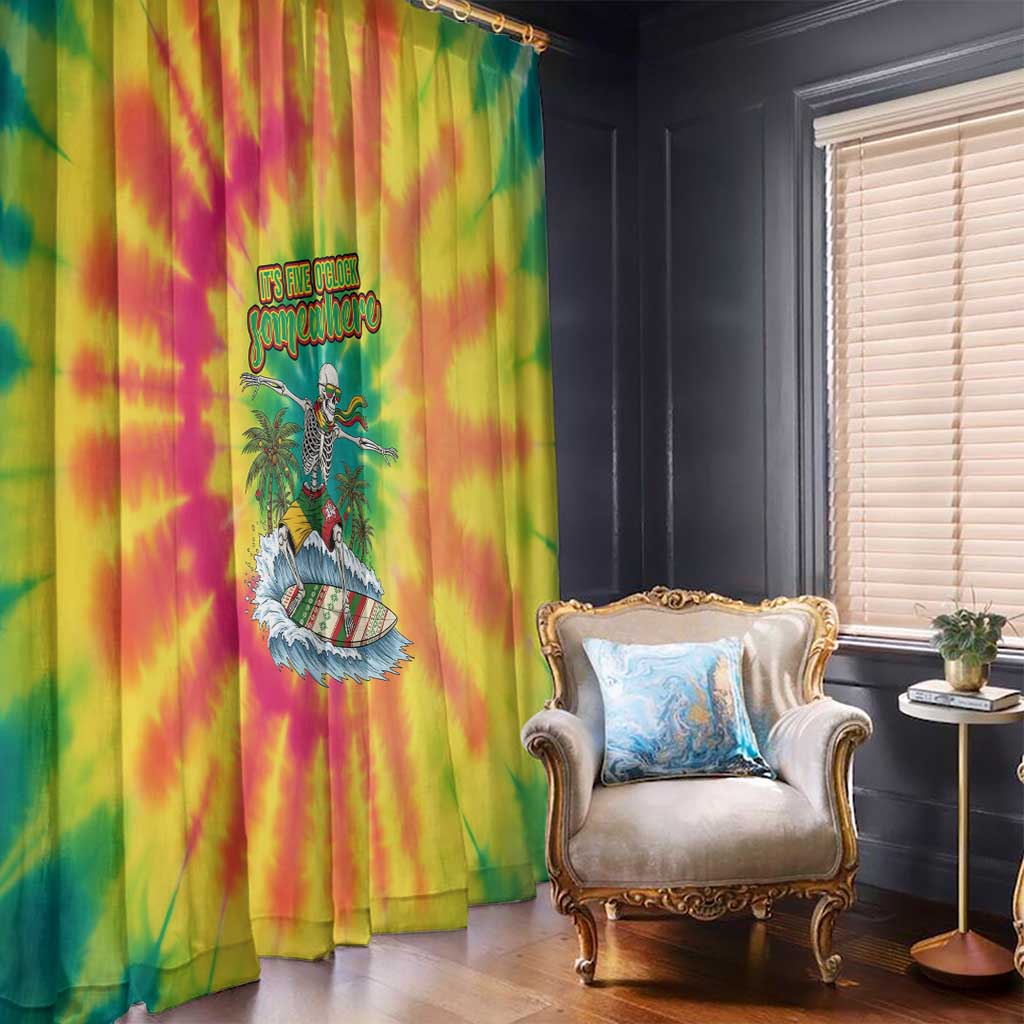 Tie-Dye Skeleton Surfing Lithuania Window Curtain It’s 5 O’Clock Somewhere - Wonder Print Shop