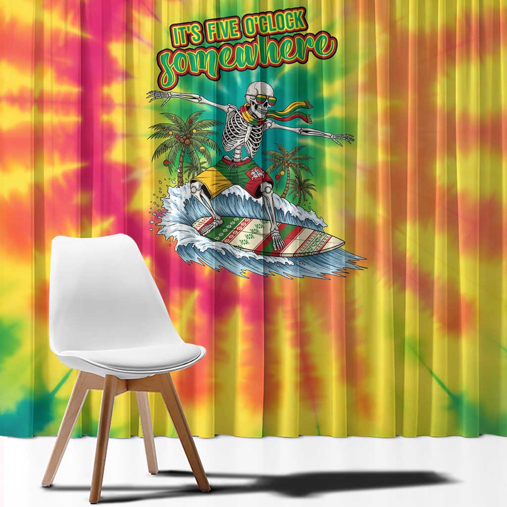Tie-Dye Skeleton Surfing Lithuania Window Curtain It’s 5 O’Clock Somewhere - Wonder Print Shop