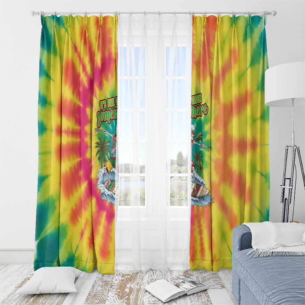 Tie-Dye Skeleton Surfing Lithuania Window Curtain It’s 5 O’Clock Somewhere - Wonder Print Shop