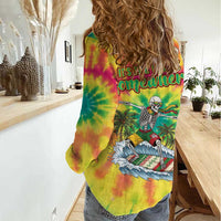 Tie-Dye Skeleton Surfing Lithuania Women Casual Shirt It’s 5 O’Clock Somewhere - Wonder Print Shop