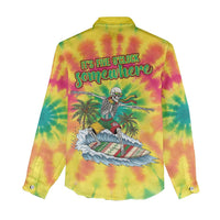 Tie-Dye Skeleton Surfing Lithuania Women Casual Shirt It’s 5 O’Clock Somewhere - Wonder Print Shop