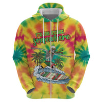 Tie-Dye Skeleton Surfing Lithuania Zip Hoodie It’s 5 O’Clock Somewhere - Wonder Print Shop