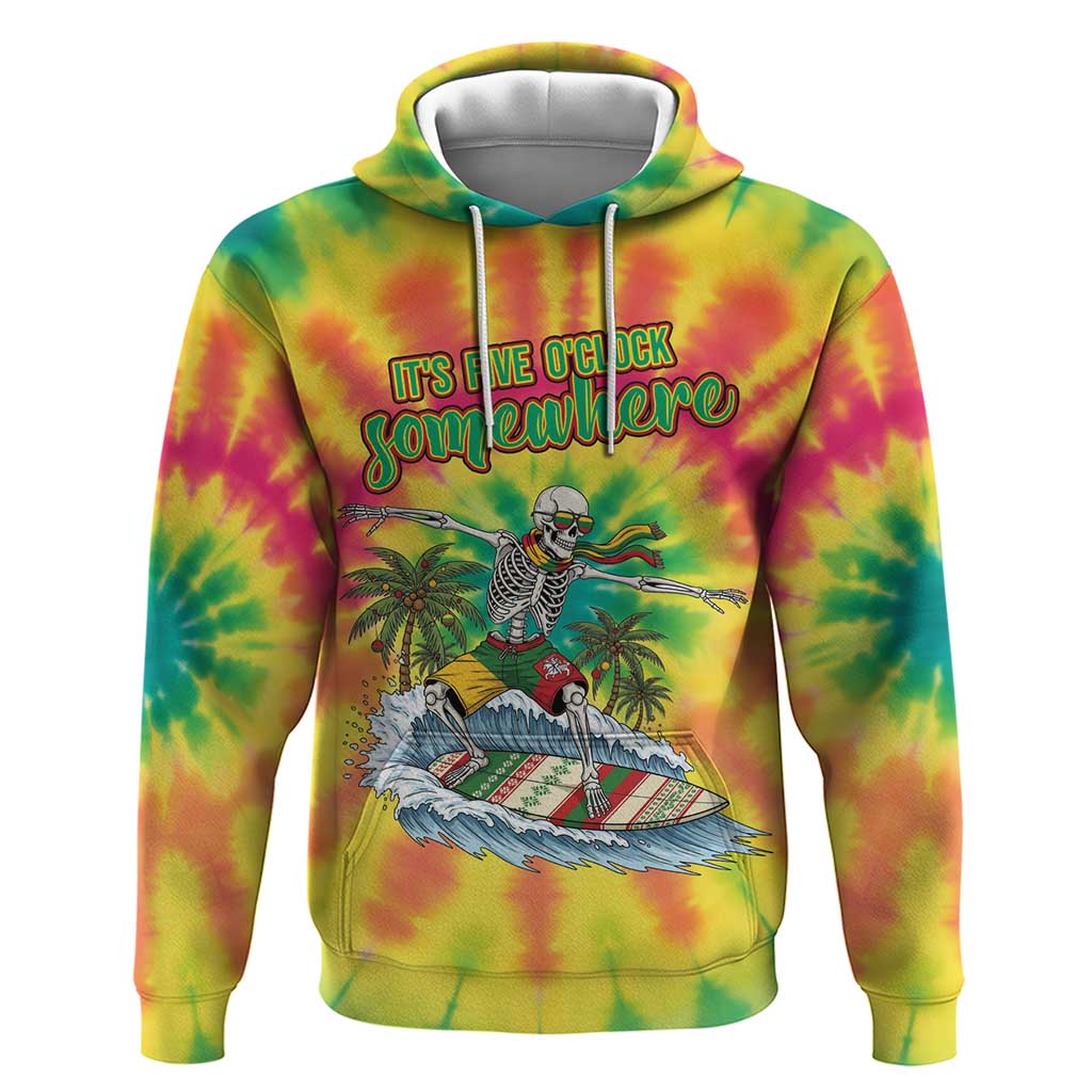 Tie-Dye Skeleton Surfing Lithuania Zip Hoodie It’s 5 O’Clock Somewhere - Wonder Print Shop